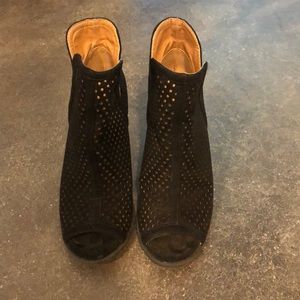Black peep toe booties